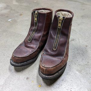 Double H front zip leather boots 10D